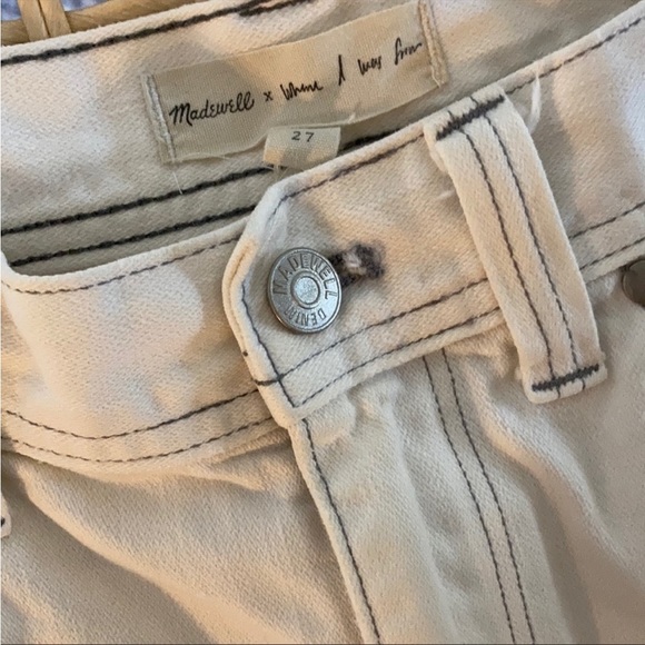 Madewell × Where I Was From straight leg cropped jean white distressed knees 27 - Picture 4 of 6